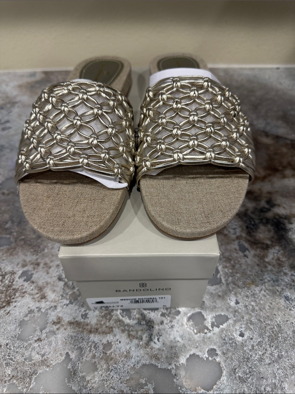 Bandolino Gold Braided Slide Sandals
